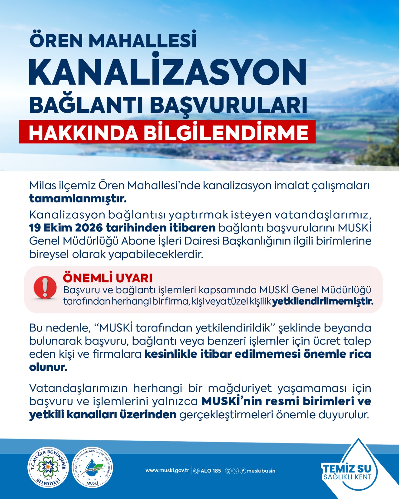 Milas Ören’de Kanalizasyon Abone Bağlantıları Başlıyor